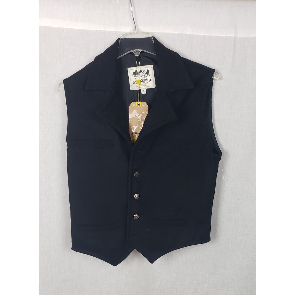 Schaefer Outfitter Cattle Baron Wool Vest Mens‎ M Black Western Cowboy Ranch